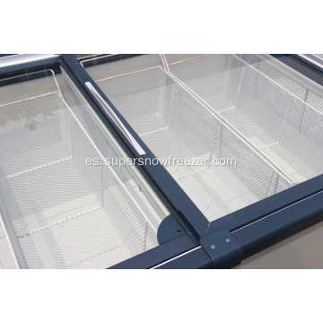 Refrigerador-congelador del supermercado de la puerta de cristal corredera